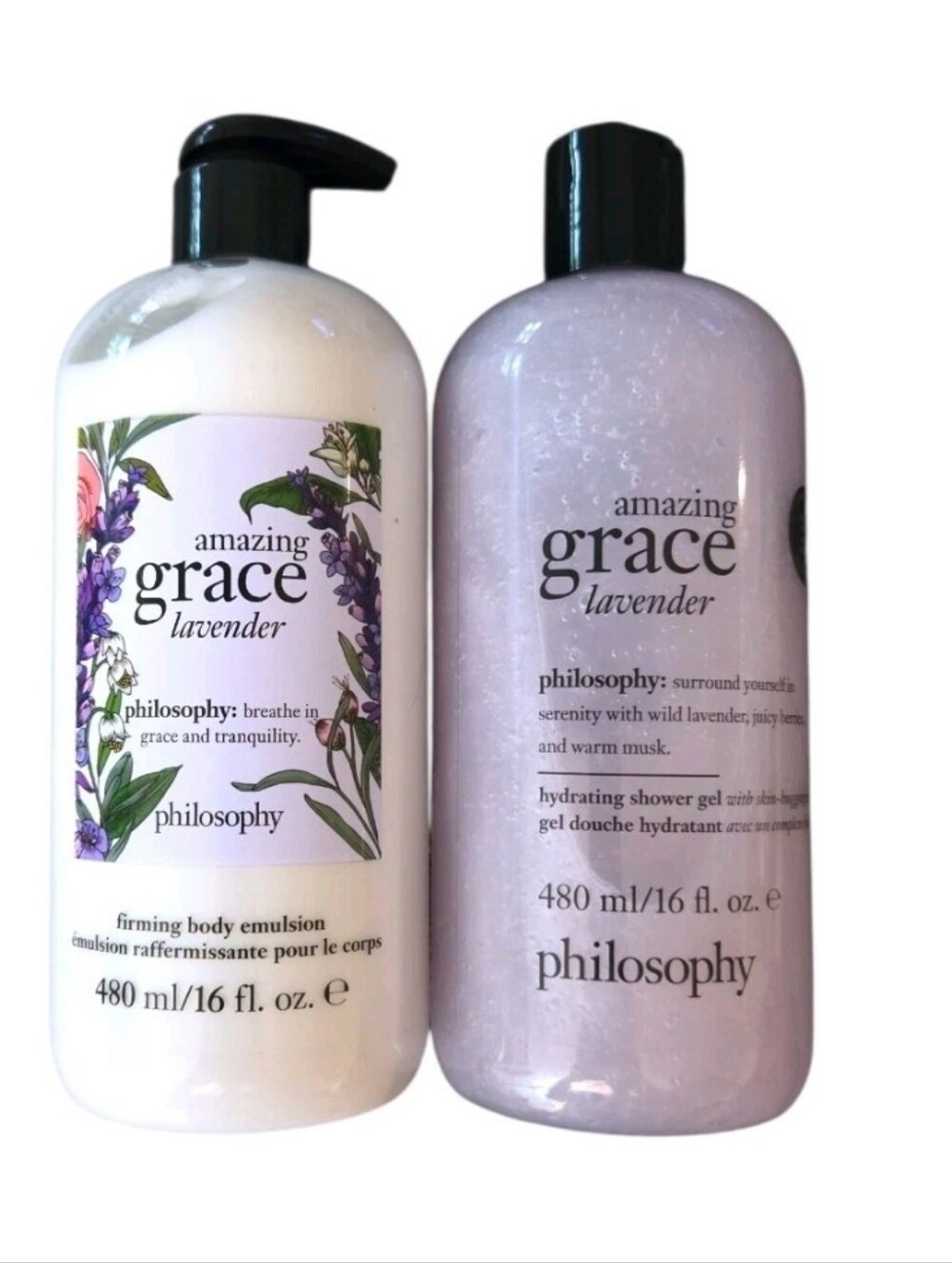 Philosophy Amazing Grace Lavender Set 16oz Firming Body Lotion & Shower Gel Duo